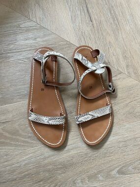 Women's Snake-Print Sandals with Ankle Straps